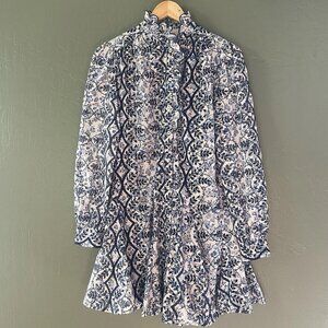 Sezane Marley La Maille Dress Printed Floral French Eyelet Cottagecore